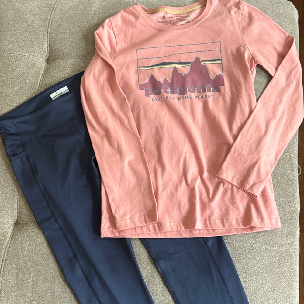 Girls Patagonia shirt sz L(12)  and Columbia Leggings sz M(10-12)- like new